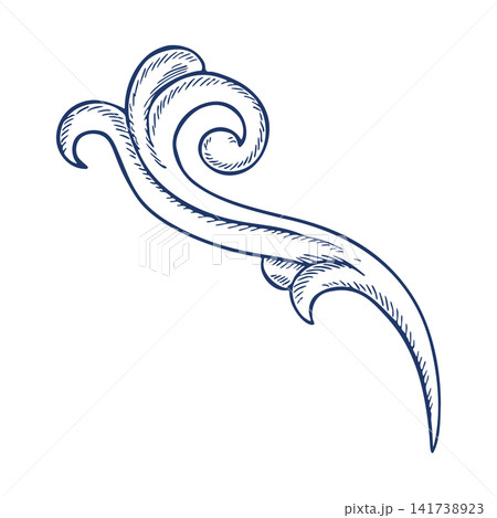 Decorative blue ornament in Baroque style. Vector, graphic illustration. A versatile element for borders, patterns, and textile prints. Design of covers, invitations, postcards, web pages and more. Decorative blue ornament in Baroque style. Vector, graphic illustration. A versatile element for borders, patterns, and textile prints. Design of covers, invitations, postcards, web pages and more. 141738923