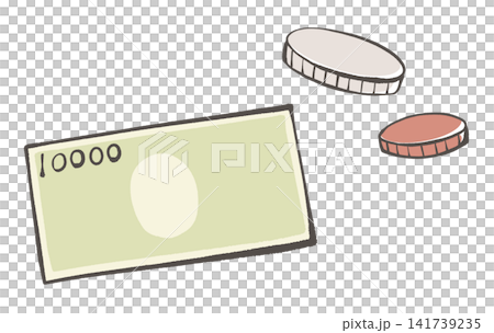 10,000日圓紙幣和硬幣示意圖 10,000日圓紙幣和硬幣示意圖 141739235