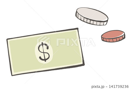ドル紙幣とセント硬貨のイラスト 141739236