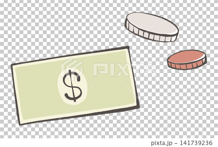 ドル紙幣とセント硬貨のイラスト 141739236