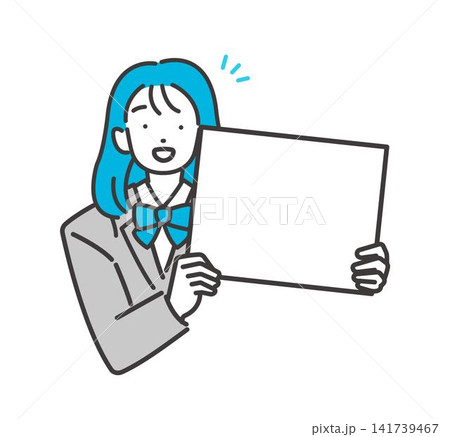 フリップを持つ女子学生のベクターイラスト素材/制服/高校生/中学生 フリップを持つ女子学生のベクターイラスト素材/制服/高校生/中学生 141739467