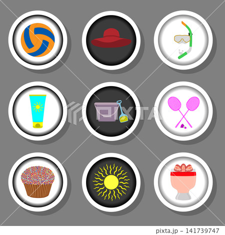 Vector icon illustration logo for set symbols on flat colored buttons Vector icon illustration logo for set symbols on flat colored buttons 141739747