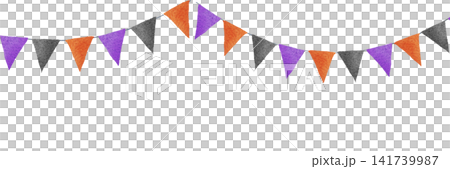 Halloween-colored garland illustration material: orange, black, and purple 141739987