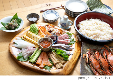 手巻き寿司　和食の寿司　家庭料理 141740194