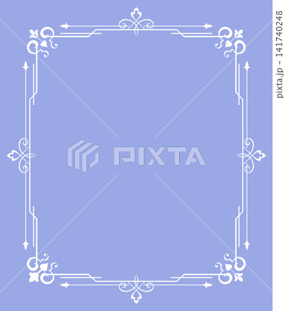 Decorative frame Elegant vector element for design in Eastern style, place for text. Floral blue and white frame. Lace illustration for invitations and greeting cards 141740248