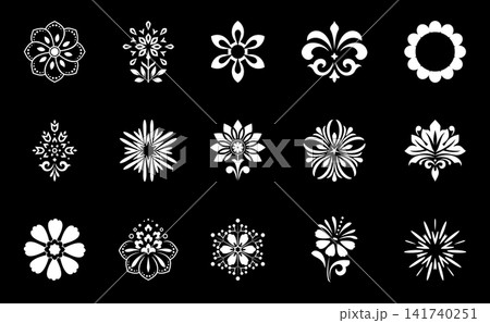Flower icons set. Isolated elements for design. Vector graphics. Flower collection 141740251