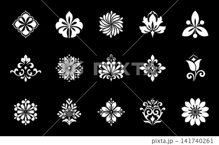 Flower icons set. Isolated elements for design. Vector graphics. Flower collection 141740261
