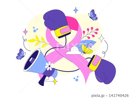 Breast Cancer Awareness Vector Illustration Featuring Pink Ribbon, Early Detection, Hope, Support, Women Health Advocacy, and Prevention Education Breast Cancer Awareness Vector Illustration Featuring Pink Ribbon, Early Detection, Hope, Support, Women Health Advocacy, and Prevention Education 141740426