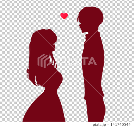 一男一女面對面站著;浪漫;膝蓋特寫;剪影 一男一女面對面站著;浪漫;膝蓋特寫;剪影 141740544