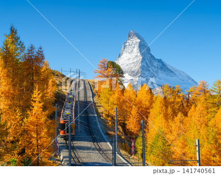 Passenger train on a railway in Switzerland.  141740561