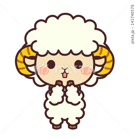 驚く羊のかわいいキャラクター イラスト素材 驚く羊のかわいいキャラクター イラスト素材 141740578