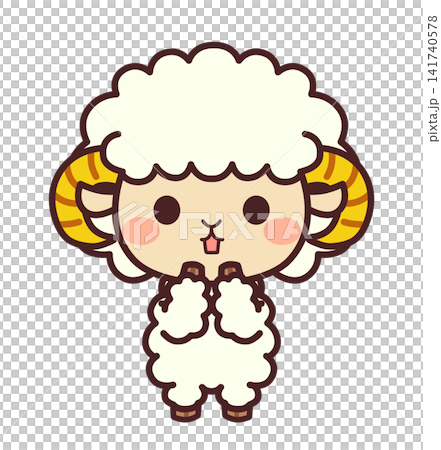 驚く羊のかわいいキャラクター イラスト素材 驚く羊のかわいいキャラクター イラスト素材 141740578