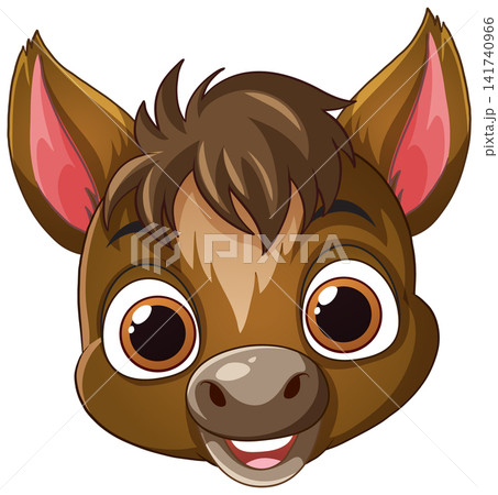 Cute Cartoon Horse Head Vector Illustration on White Background 141740966
