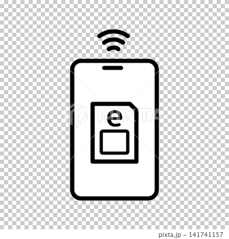 海外通信用のeSIMをイメージした白黒シンプルアイコンイラスト 海外通信用のeSIMをイメージした白黒シンプルアイコンイラスト 141741157