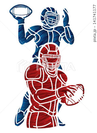 American Football Sport Team Mix Players Action Cartoon Graphic Vector American Football Sport Team Mix Players Action Cartoon Graphic Vector 141741177