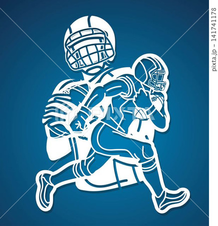 American Football Sport Team Mix Players Action Cartoon Graphic Vector American Football Sport Team Mix Players Action Cartoon Graphic Vector 141741178