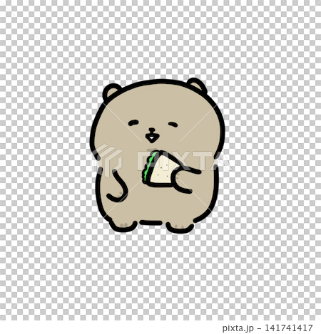サンドイッチを食べるかわいいクマのイラスト サンドイッチを食べるかわいいクマのイラスト 141741417