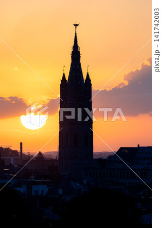 Church Tower of Ghent With the Sun Behind Church Tower of Ghent With the Sun Behind 141742003