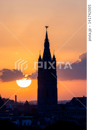 Sun Rising Behind a Gothic Tower in Ghent Sun Rising Behind a Gothic Tower in Ghent 141742005