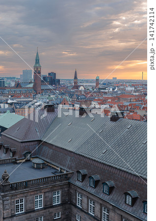 Rooftops of Old Town Copenhagen with Copper Spires Rooftops of Old Town Copenhagen with Copper Spires 141742114