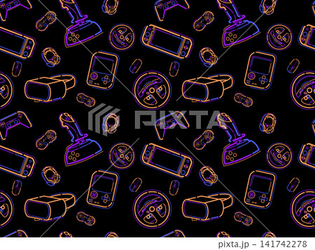 Video game controller gamepad background Gadgets and devices seamless pattern Modern Game Console Controllers Seamless Pattern, Video Game Players Accessory 141742278