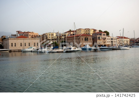 Chania Venetian Harbour and Moored Boats in Crete 141742425