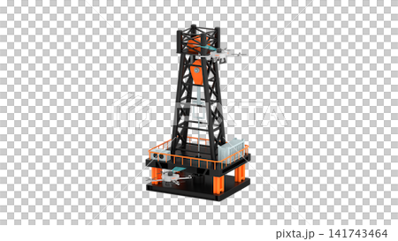 Two drones scanning an oil drilling rig with scanners 141743464