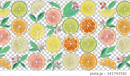 Seamless pattern background of citrus fruits such as lemons and oranges 141743592