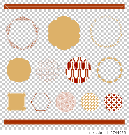 Japanese-style decorative frame set: Title, heading, and Japanese pattern design materials Japanese-style decorative frame set: Title, heading, and Japanese pattern design materials 141744026