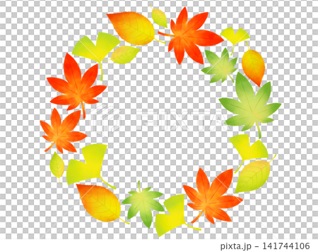 水彩で描いた紅葉のフレーム 141744106
