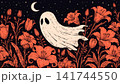 Cute Vintage Halloween Ghost  Floral Garden 141744550