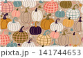 Pumpkin Cute Hand Drawn Plaid Gingham Texture Autumn Pastel Kraft Paper 141744653