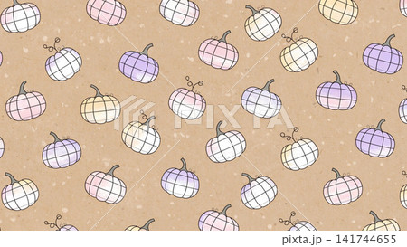 Pumpkin Cute Hand Drawn Plaid Gingham Texture Autumn Pastel Kraft Paper 141744655