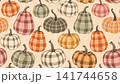 Pumpkin Cute Hand Drawn Plaid Gingham Texture Autumn Pastel Kraft Paper 141744658