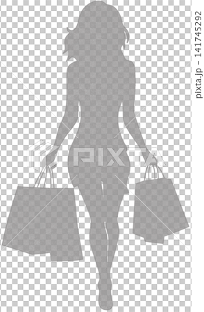 silhouette of a person holding shopping bags silhouette of a person holding shopping bags 141745292