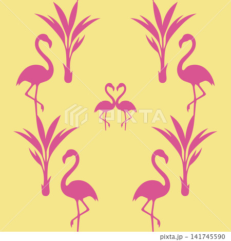 Vibrant tropical flamingo seamless vector pattern Vibrant tropical flamingo seamless vector pattern 141745590