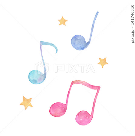 カラフルな音符の水彩イラスト 141746310