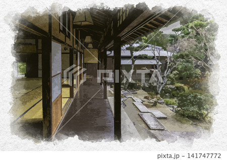水彩画風 倉敷美観地区 新渓園 敬倹堂 岡山県倉敷市 水彩画風 倉敷美観地区 新渓園 敬倹堂 岡山県倉敷市 141747772