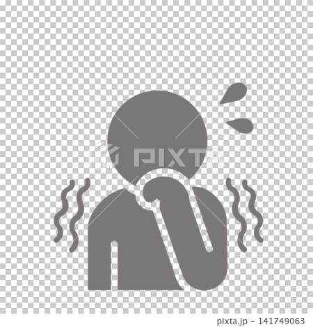 緊張や不安で冷や汗をかき震える人物ピクトグラム(グレー) 緊張や不安で冷や汗をかき震える人物ピクトグラム(グレー) 141749063