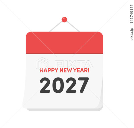 HAPPY NEW YEAR! の賀詞入り2027年の赤いカレンダーのアイコン - 年賀状・年賀素材 HAPPY NEW YEAR! の賀詞入り2027年の赤いカレンダーのアイコン - 年賀状・年賀素材 141749155