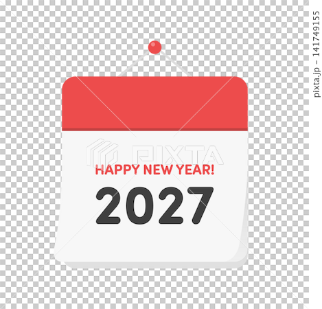 HAPPY NEW YEAR! の賀詞入り2027年の赤いカレンダーのアイコン - 年賀状・年賀素材 HAPPY NEW YEAR! の賀詞入り2027年の赤いカレンダーのアイコン - 年賀状・年賀素材 141749155