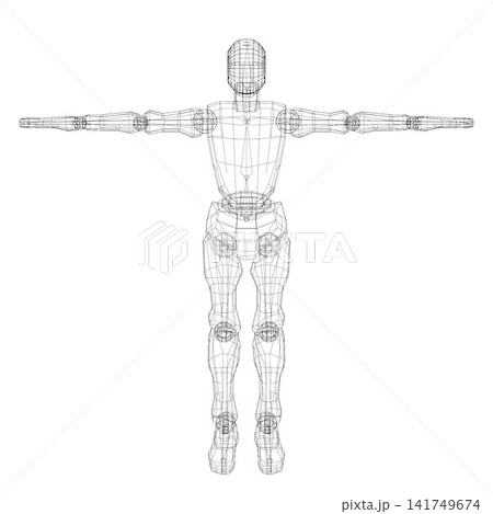 3D illustration of humanoid prototype 141749674