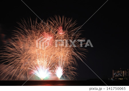夏の夜空を彩る北びわ湖花火大会(滋賀県長浜市)田村駅近辺から撮る 夏の夜空を彩る北びわ湖花火大会(滋賀県長浜市)田村駅近辺から撮る 141750065