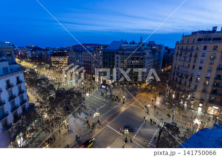 Twilight Glow Over Barcelona Iconic Avenue Twilight Glow Over Barcelona Iconic Avenue 141750066