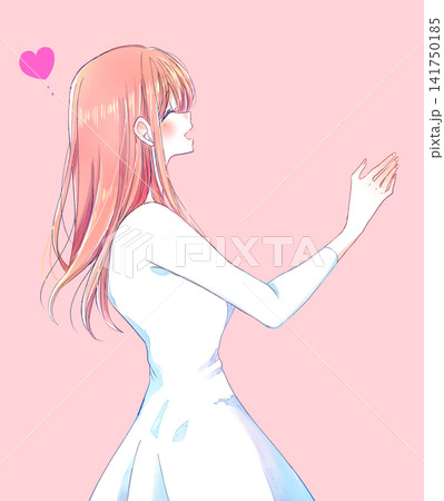 笑顔で手を伸ばす女性 恋愛 横側 笑顔で手を伸ばす女性 恋愛 横側 141750185