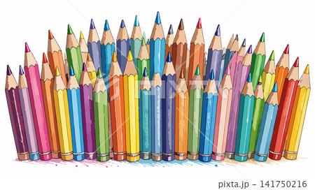 Group of colorful drawing pencils standing together Group of colorful drawing pencils standing together 141750216