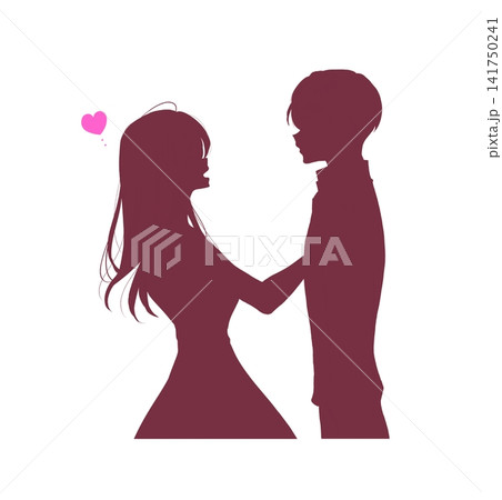 ボディタッチをする女性と男性 シルエット ボディタッチをする女性と男性 シルエット 141750241