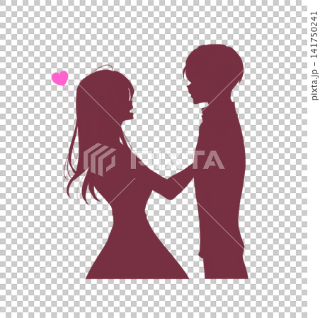 ボディタッチをする女性と男性 シルエット ボディタッチをする女性と男性 シルエット 141750241