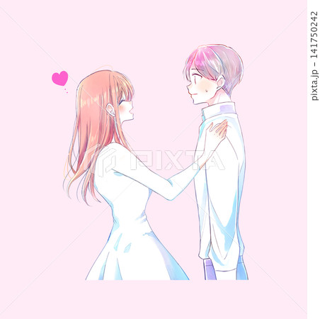 ボディタッチをする女性と困る男性 ボディタッチをする女性と困る男性 141750242