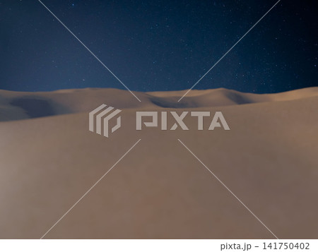 星空に照らされた幻想的な砂丘の夜景 3DCGレンダリング 星空に照らされた幻想的な砂丘の夜景 3DCGレンダリング 141750402